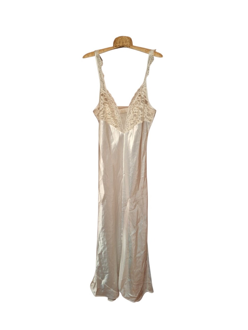 Vintage Victorias Secret Liquid Satin Ivory Bias Bridal Lace Gold Label Gown med - Picture 6 of 7
